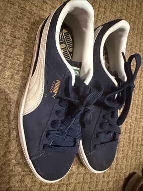 Puma Navy Suede Sneakers with White